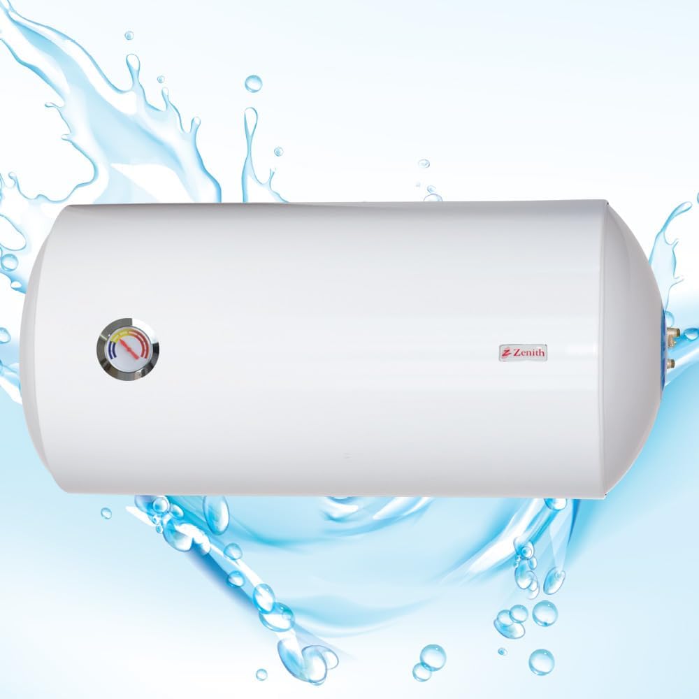 Zenith 80 Liters Water Heater, Horizontal, Easy Maintenance, External Temperature Regulation, Enameled Steel Tank, Energy Efficient, 1.2kW 230V, 5 Years Warranty Made in UAE UAE