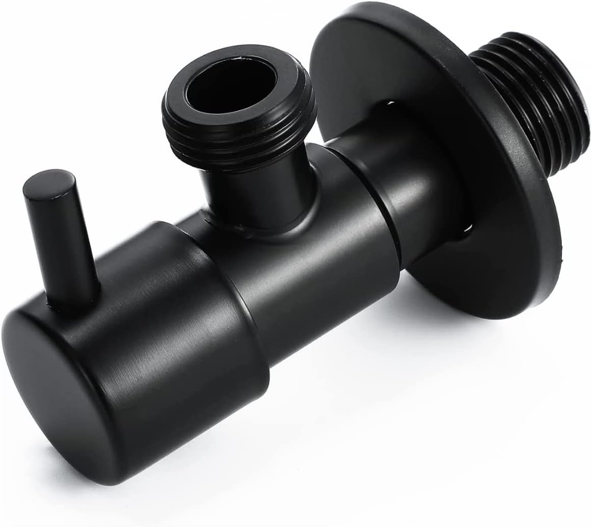 Royal Apex Angle Stop Valve 1/2 Inch x 1/2 Inch Matte Black Shut Off Water Control Single Handle Shower Triangle for Bathroom Toilet Bidet UAE
