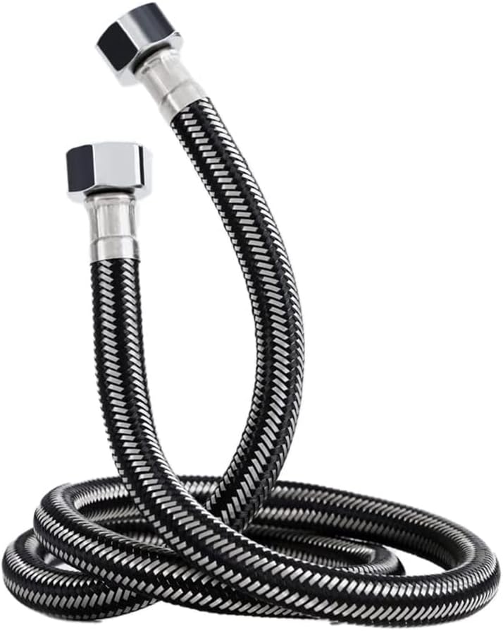 Rubik 1.5 Meter Stainless Steel Braided Hose Hot Cold Water Flexible Plumbing Pipe 1/2inch for Bathroom Kitchen Sink Water Inlet Hoses Suitable for Toilet Taps Water Heaters UAE