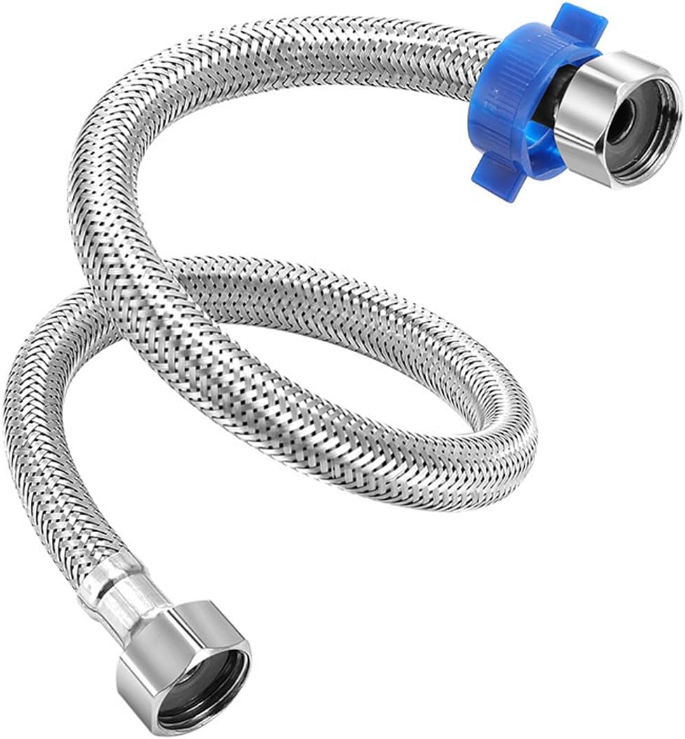 Shunle 2 pcs Flexible Braided Hose Pipe, F1/2" Stainless Steel Hot & Cold Connector Plumbing Water Pipe, For Water Heater Toilet Seat Kitchen Bathroom Washbasin (40cm) UAE