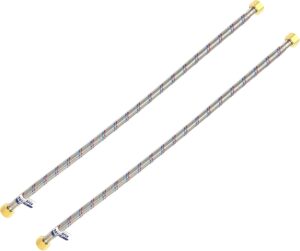 Royal Apex 2 Pcs Stainless Steel Flexible Hose Pipe | SS Mesh Braided with 1/2 to 1/2 Inch Brass Female Threaded Nut | Water Heater Hose 120,90,60,45,30cm (60cm (1/2" to 1/2"))