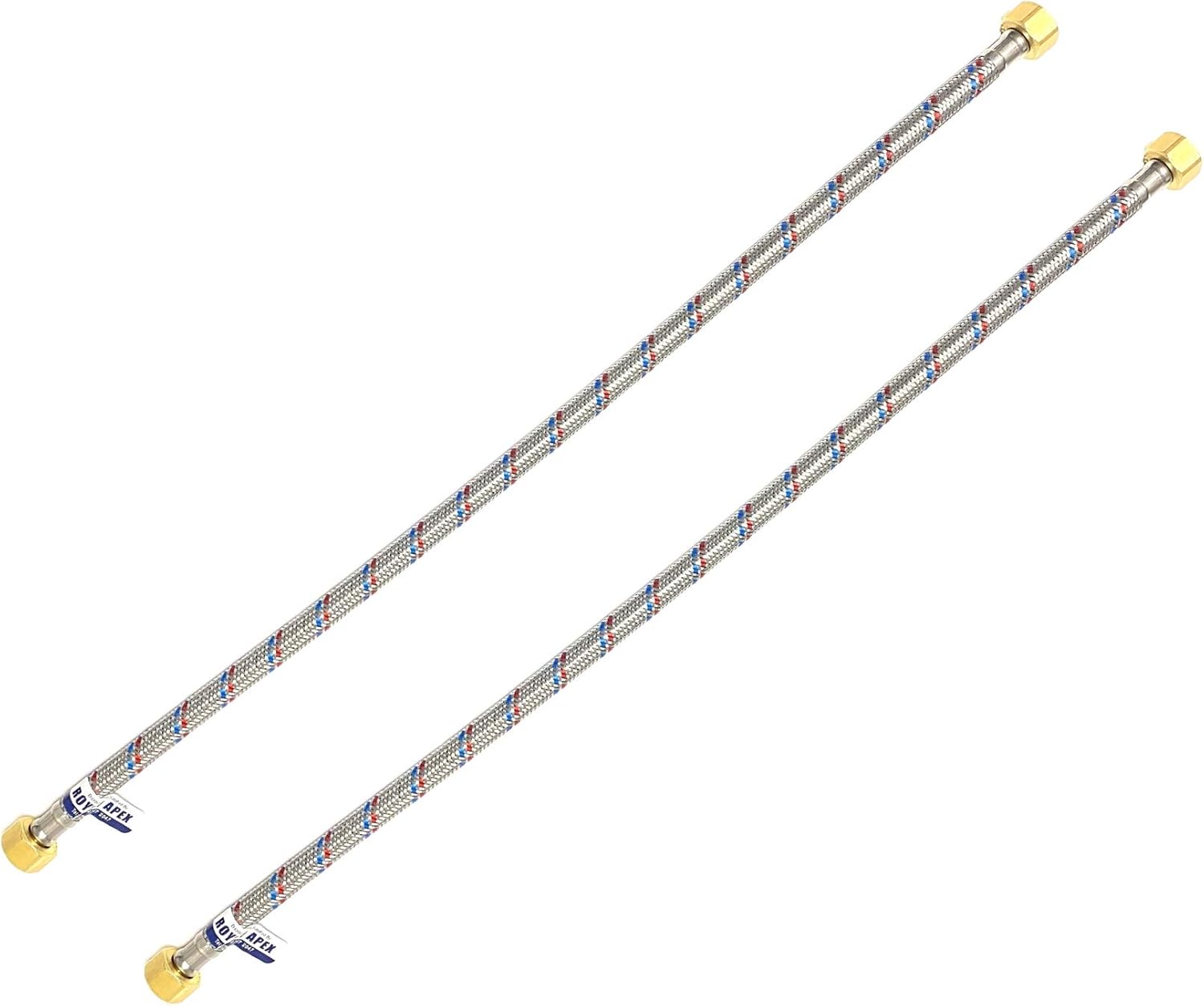 Royal Apex 2 Pcs Stainless Steel Flexible Hose Pipe | SS Mesh Braided with 1/2 to 1/2 Inch Brass Female Threaded Nut | Water Heater Hose 120,90,60,45,30cm (60cm (1/2" to 1/2")) UAE