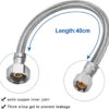Shunle 2 pcs Flexible Braided Hose Pipe, F1/2" Stainless Steel Hot & Cold Connector Plumbing Water Pipe, For Water Heater Toilet Seat Kitchen Bathroom Washbasin (40cm) View 3