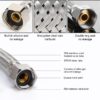Shunle 2 pcs Flexible Braided Hose Pipe, F1/2" Stainless Steel Hot & Cold Connector Plumbing Water Pipe, For Water Heater Toilet Seat Kitchen Bathroom Washbasin (40cm) View 6