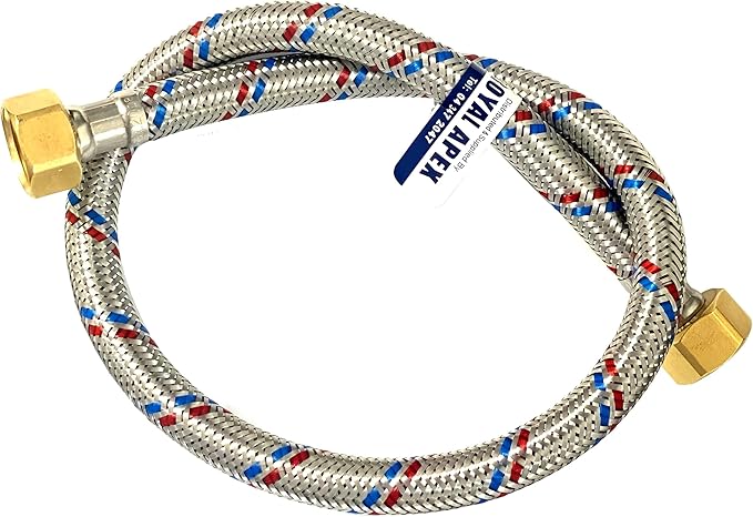 Biella Stainless Steel Flexible Hose Pipe - Ss Mesh Braided With 1/2" Brass Female to Female Threaded Nut | Water Heater Hose (60CM 1PCS) UAE