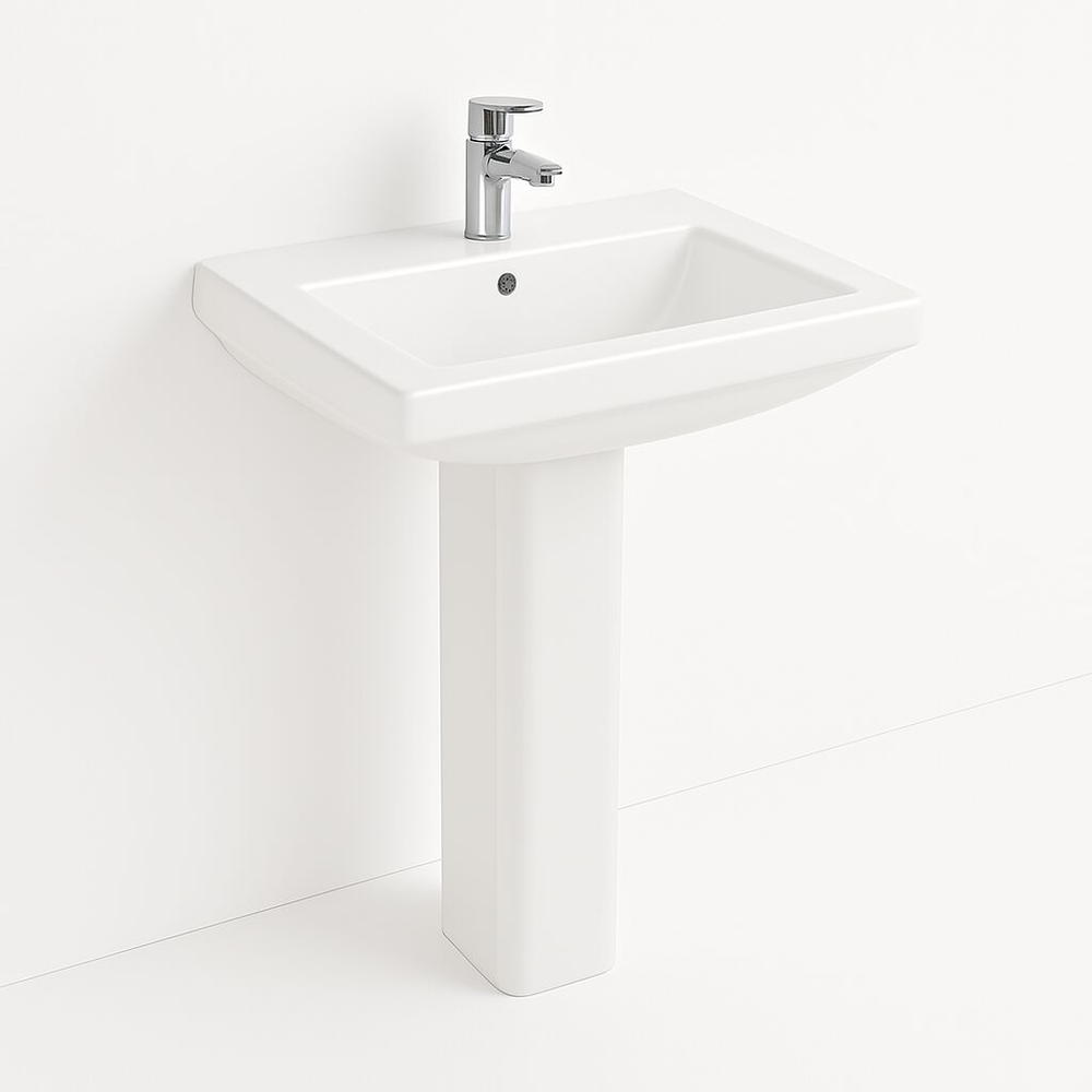 Milano Wash Basin with Pedestal - White 469 140500200707 UAE