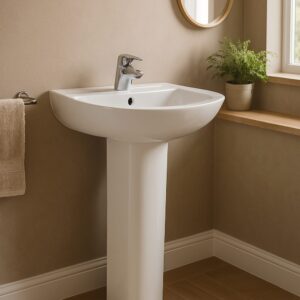 Buy Milano Charming Ceramic Wash Basin with Pedestal 140500200895 online in UAE