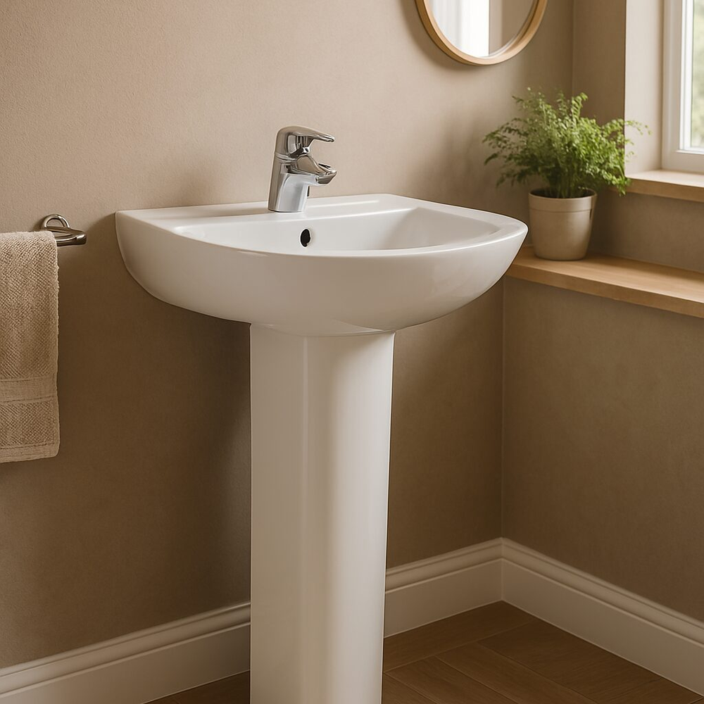 Milano Charming Ceramic Wash Basin with Pedestal 140500200895 UAE