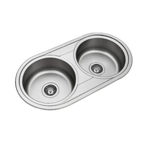Buy Milano J- 900 x 470mm DB/Round Stainless Steel Inset Kitchen Sink online in UAE