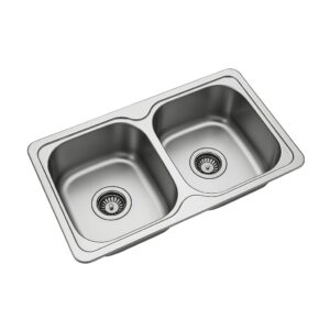Buy Milano Stainless Steel Double Bowl Kitchen Sink 820 X 500 X 180mm online in UAE
