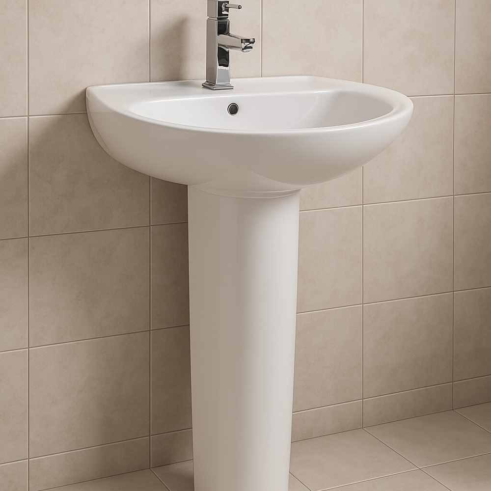 Milano American Wash Basin with Pedestal - White -KN-418 140500200002 UAE