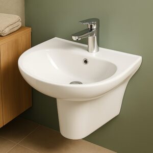 Buy Milano Wash Basin with Pedestal – White -ON-0013 140500200650 online in UAE