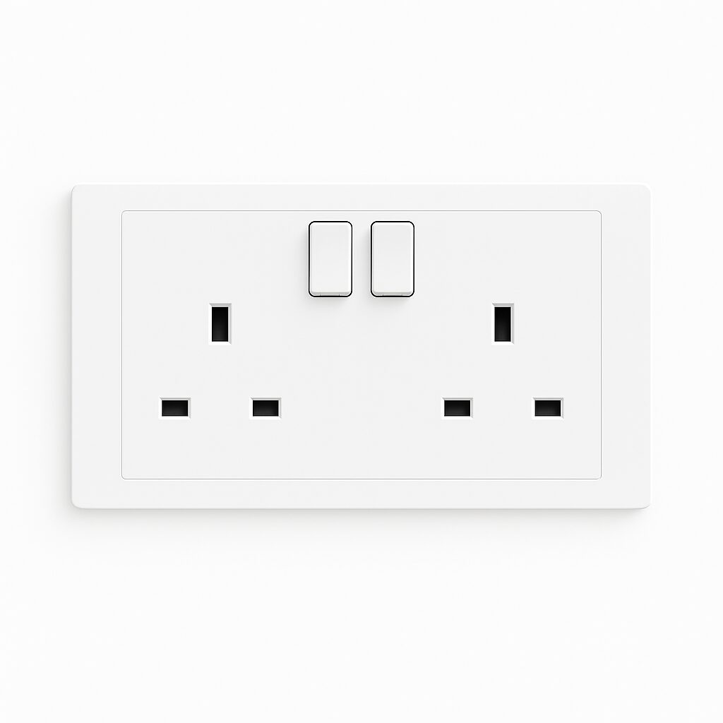 ABB 2 Gang 13A Switch Socket Single Pole, Inora BL227WH - White UAE