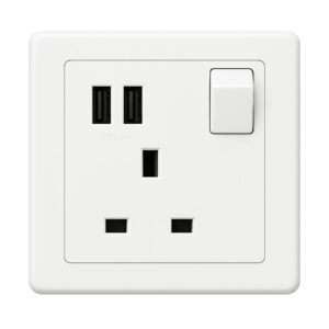 Buy ABB 1 Gang 13Amp Switch Socket Double Pole with USB, Inora BL261, White online in UAE