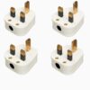 Pack of 4 13A Top Plug 3 Pin Fused - White View 4