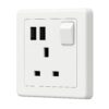 ABB 1 Gang 13Amp Switch Socket Double Pole with USB, Inora BL261, White View 2