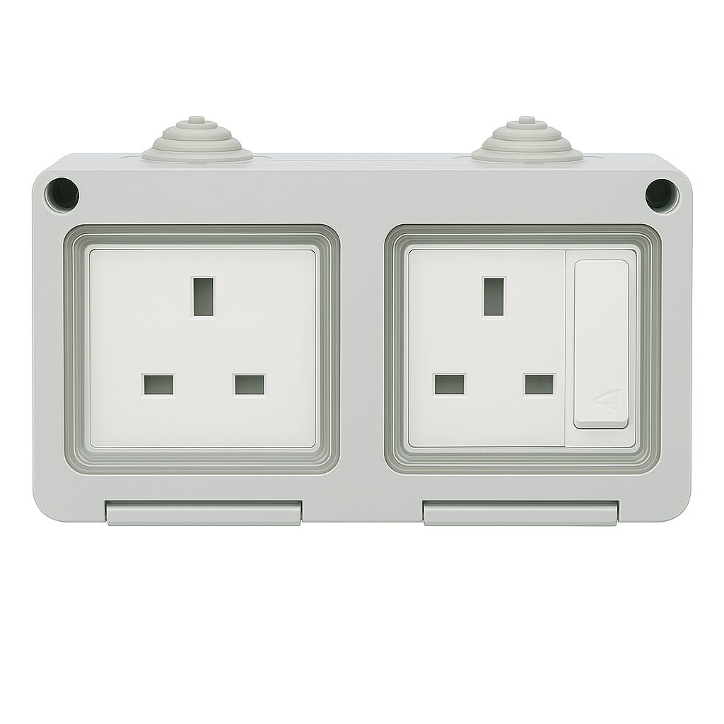 MK 13A Waterproof Double Socket Switch UAE