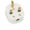 RR Fused 13A Plug Top UK 3Pin British Connector Cord - White View 2