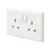 ABB 2 Gang 13A Switch Socket Single Pole, Inora BL227WH - White View 2